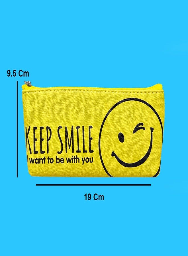 Sidak Smiley Printed Pencil Pouch with Zipper Lock for Kids, Birthday Party Return Gift, Pencil Box, Stationery Pouch, Pencil Pouch for Kids (Yellow) - Image 3